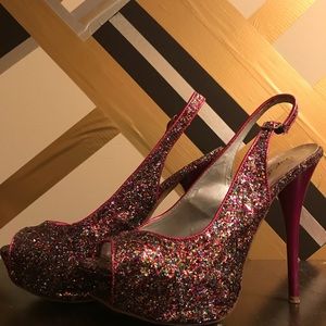 Glitter heeled open toes